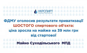 ФДМУ оголосив результати приватизації шостого спиртового об’єкта