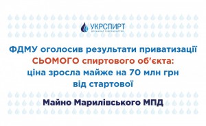 ФДМУ оголосив результати приватизації сьомого спиртового об’єкта