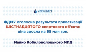 ФДМУ оголосив результати приватизації шістнадцятого спиртового об’єкта